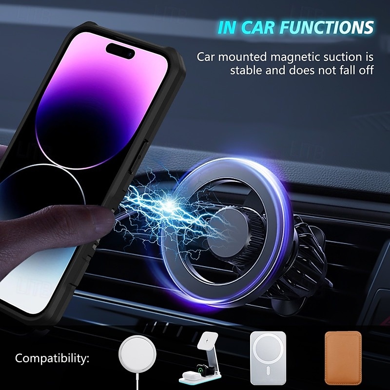 Phone Case For iPhone 16 15 14 Pro Max Plus 13 12 11 Pro Max Back Cover with Stand Holder Magnetic Support Wireless Charging Retro PC 2026 - $18.99 –P7