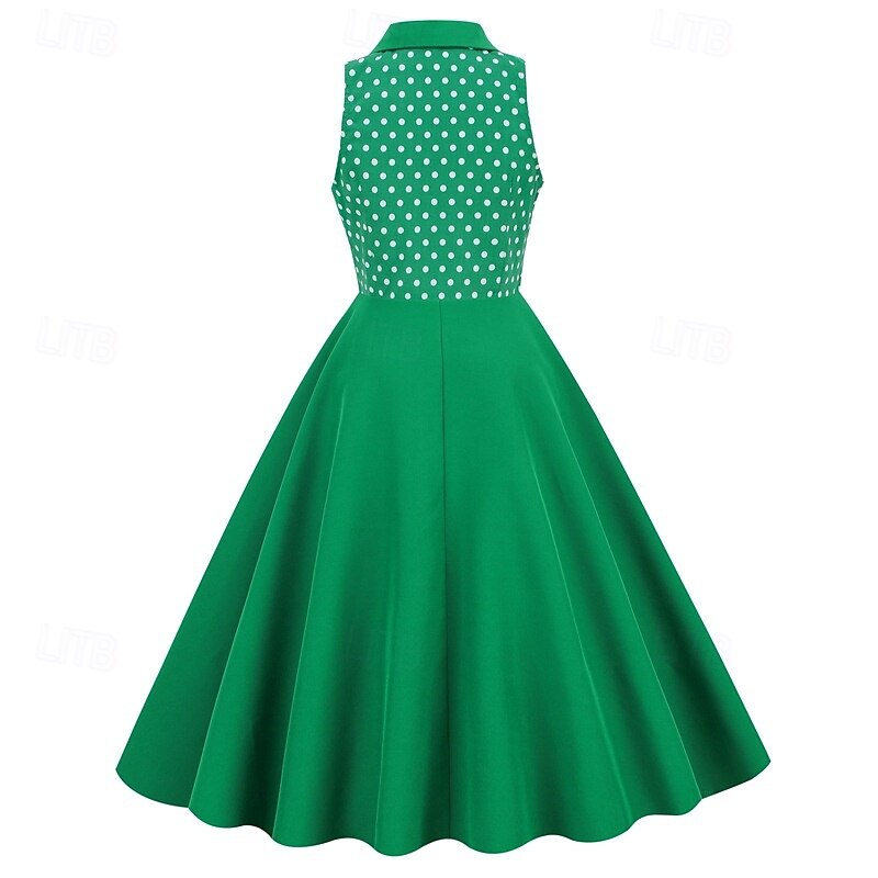 Elegantní 50. léta Retro Ke kolenům Šaty A-Line šaty Čajové šaty Puntíky A-Linie Dámské Vánoce Karneval Nový rok Maturita Denní nošení loučení se svobodou nevěsty Dospělé Šaty pro návrat domů Léto 2025 - $34.99 –P3
