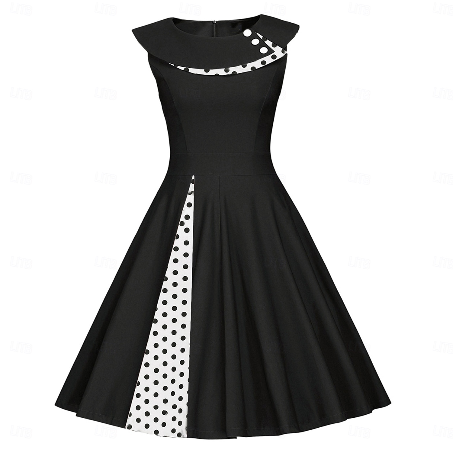 Mujer Vestido Midi Vestido vintage Elegante Ajuste regular Sin Mangas Cuello Barco Negro Rojo Azul Marino Verano Primavera 2025 - zł108.99 –P5