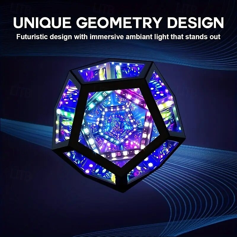 Vibrant Infinity Dodecahedron Neon Sign - USB Powered Multi-Color Illumination Durable Plastic Tabletop Ambient Light - Perfect for Party Decor Celebration Birthday Xmas Wedding Unique Gift Led 2025 - $65.99 –P11