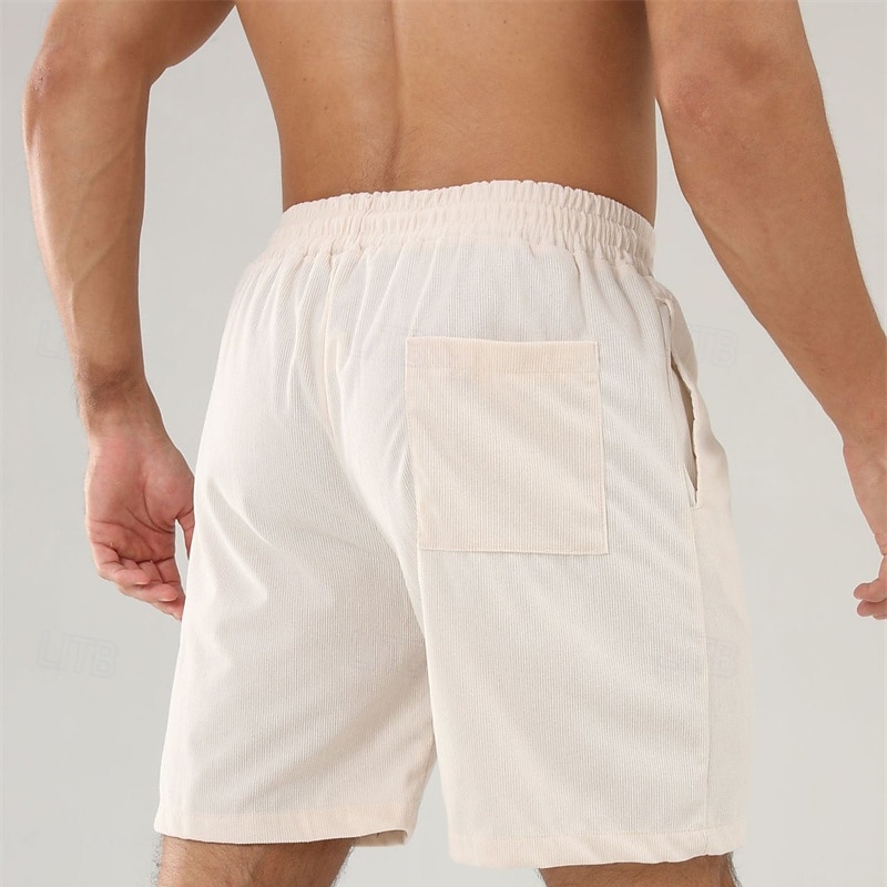 Per uomo Pantaloncini Pantaloncini estivi Pantaloncini casual Pantaloncini di velluto a coste Tasche A cordoncino Vita elastica Liscio Comfort Traspirante Breve Esterno Da mare Sport Informale Nero del 2026 a $16.49 –P12