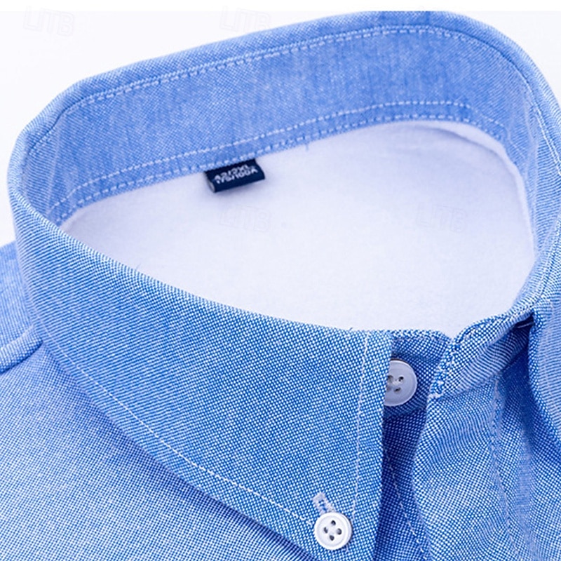 Herr Skjorta Knapp upp skjorta Randig Bröllop Fest Vit Marinblå Blå Himmelsblå Långärmad Kavajslag Höst Vinter Kläder Fleece 2025 - $29.99 –P13