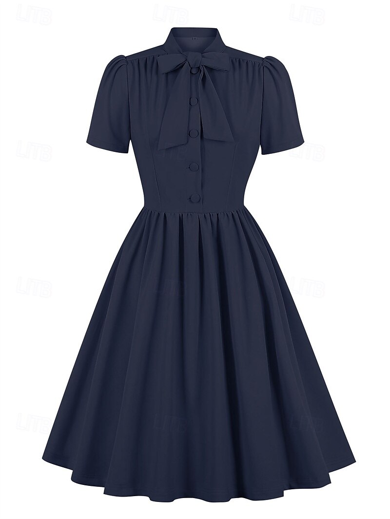 Elegantní 50. léta Retro Ke kolenům Šaty A-Line šaty Čajové šaty Pevná barva A-Linie Dámské Vánoce Karneval Nový rok Maturita Denní nošení loučení se svobodou nevěsty Dospělé Šaty pro návrat domů Léto 2025 - $34.99 –P17