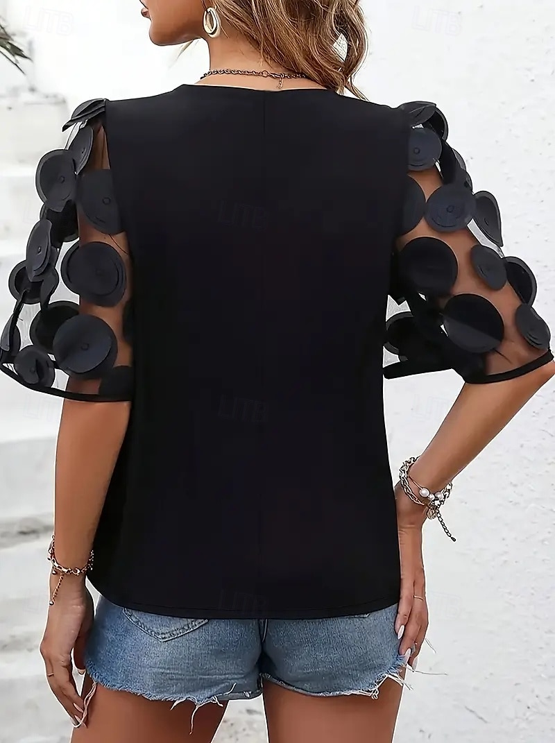 Halenka Dámské Černá Bílá Plná / Jednobarevná Krajka Denní Elegantní Do V Běžný S 2025 - $19.49 –P4