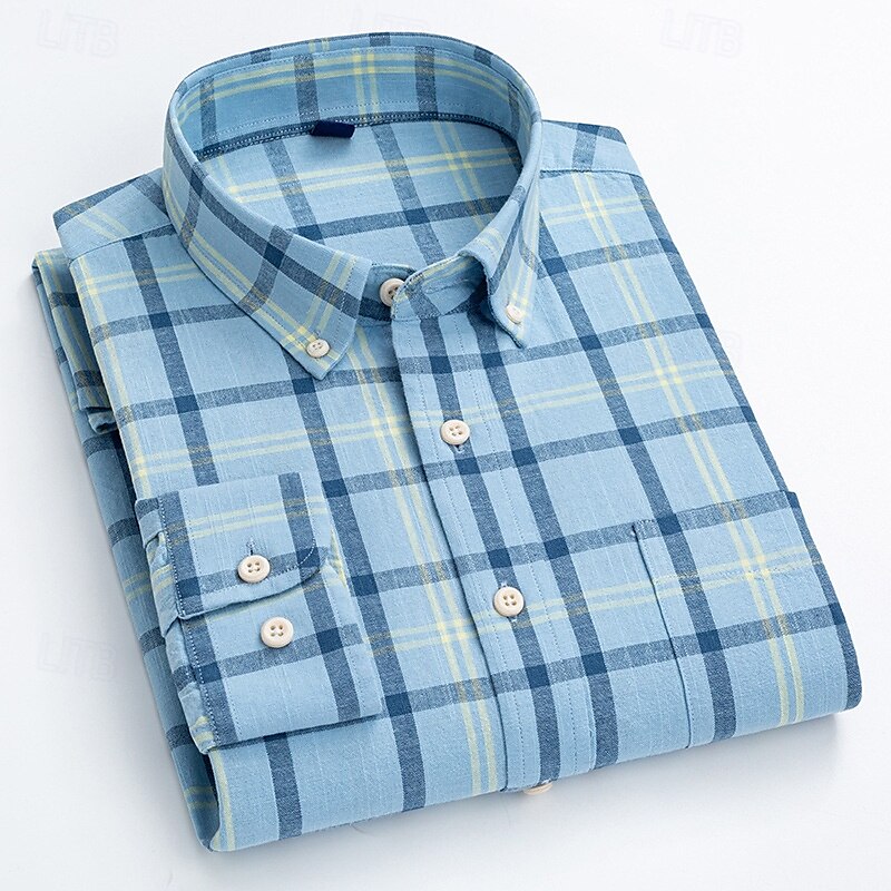 Per uomo Camicia Camicie Camicia con bottoni Banda Matrimonio Feste Blu chiaro Blu reale Blu Marrone Manica lunga Bavero Primavera Autunno Abbigliamento del 2025 a $36.99 –P4