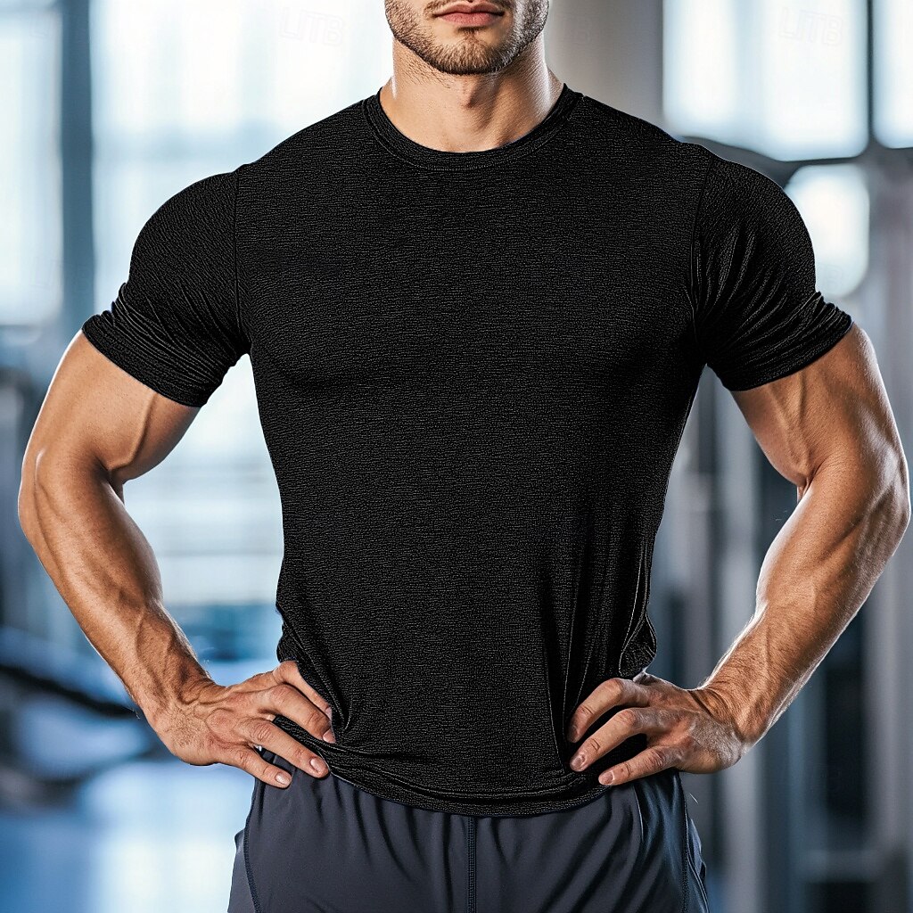 Herren T Shirt T-Shirt Kurze Ärmel Rundhalsausschnitt Sommer Einfach Mode Basic Sportlich Fitness Basketball Laufen Dunkelgrau Schwarz Weiß Top T-Shirt für Herren 2025 - $12.99 –P8