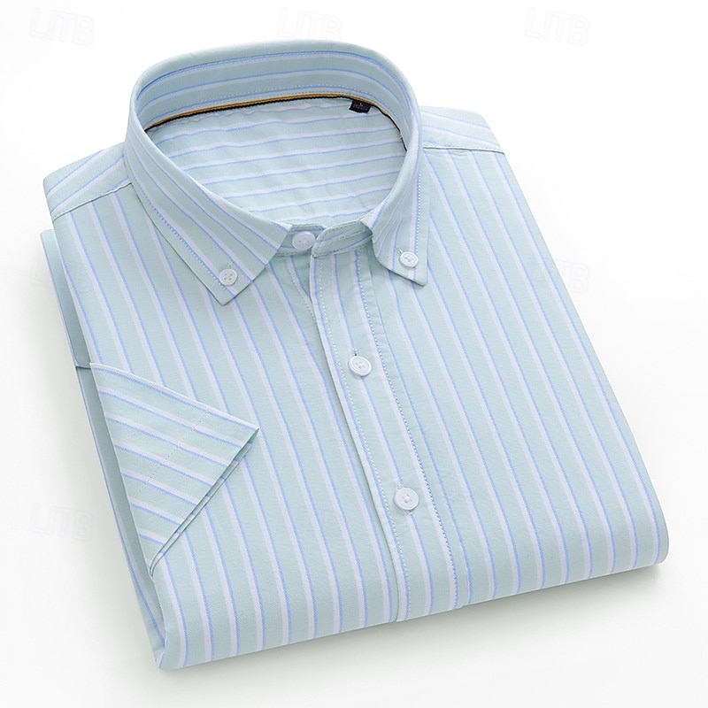 Herren Oberhemd Hemd Oxford Hemd Bügelfreies Hemd Gestreiftes Hemd Hochzeit Outdoor Hellgrün Blau Violett Orange Langarm Kentkragen Sommer Frühling Bekleidung 2025 - $31.99 –P8