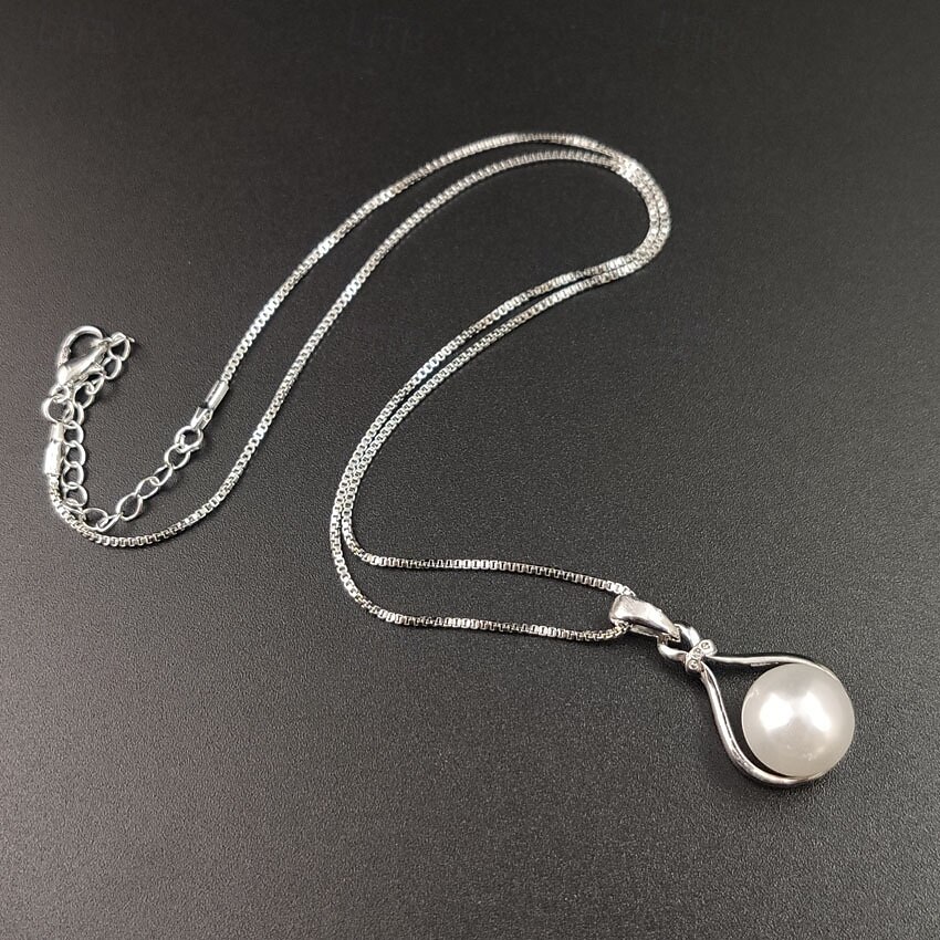 Juego de Joyas 1 juego Perla Artificial Legierung 1 Collar Pendientes Mujer Elegante Coreano Dulce Bonito Bola Redondo Conjunto de joyas Para Invitado a la boda Trabajo Regalo 2025 - $13.99 –P1