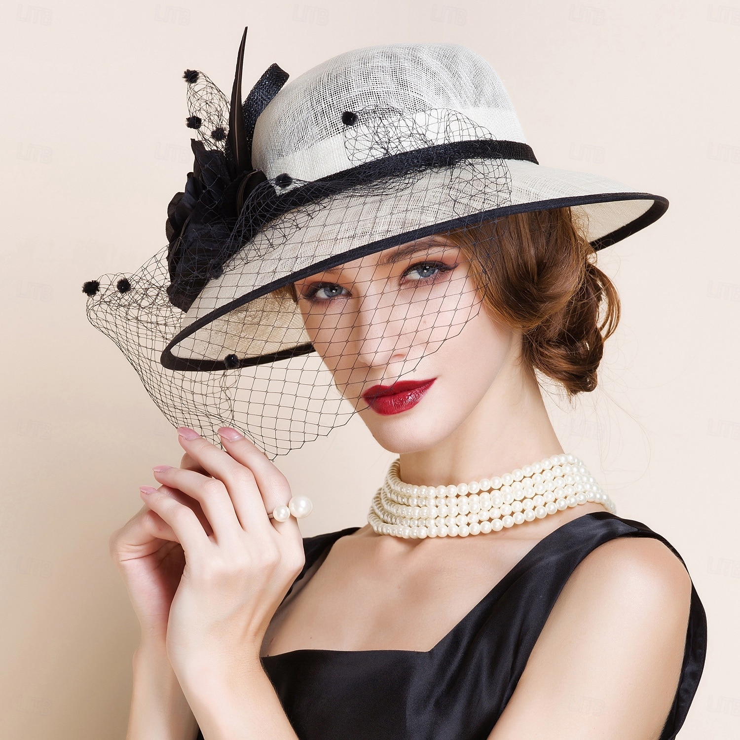 kapelusze lniany melonik / kapelusz typu cloche kapelusz wiaderkowy kapelusz przeciwsłoneczny wesele przyjęcie herbaciane eleganckie wesele z piórkowym łączeniem nakrycie głowy nakrycie głowy 2025 - $55.99 –P4