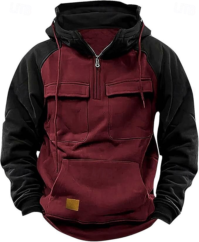 Hombre Sudadera Sudadera con capucha y cremallera de un cuarto Sudadera táctica con capucha Negro Rosa Vino Verde Ejército Azul Piscina Con Capucha Bloque de color Plano Retazos Bolsillo Deporte 2025 - $29.99 –P5