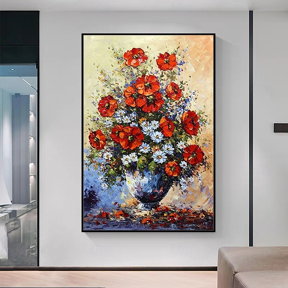 Mintura fait à la main abstrait texture fleurs peintures à l'huile sur toile art mural décoration moderne image pour la décoration intérieure roulé sans cadre peinture non étirée de 2025 ? $69.99 –P2