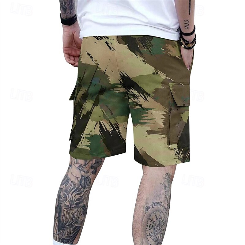 Homens Bermuda Cargo Shorts camuflados Calção Shorts de verão Com Cordão Cintura elástica Bolso multi Côr Camuflagem Conforto Vestível Comprimento do joelho Ao ar livre Esporte Diário Moda Casual de 2025 por $18.99 –P7