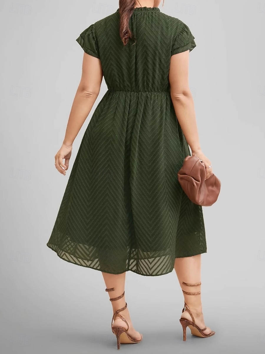 Femme Robe mi-longue Robe casual Robe Trapèze basique Décontractées Vacances du quotidien Standard Plein Manche Courte Col Ras du Cou Vert Véronèse Eté de 2025 ? $41.99 –P2