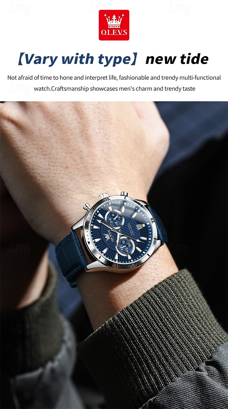 New Olevs Men'S Business Watch Chronograph Calendar 24-Hour Indicator Multi-Functional Quartz Watch Fashion Trend Waterproof Sports Watch 2025 - $35.99 –P15