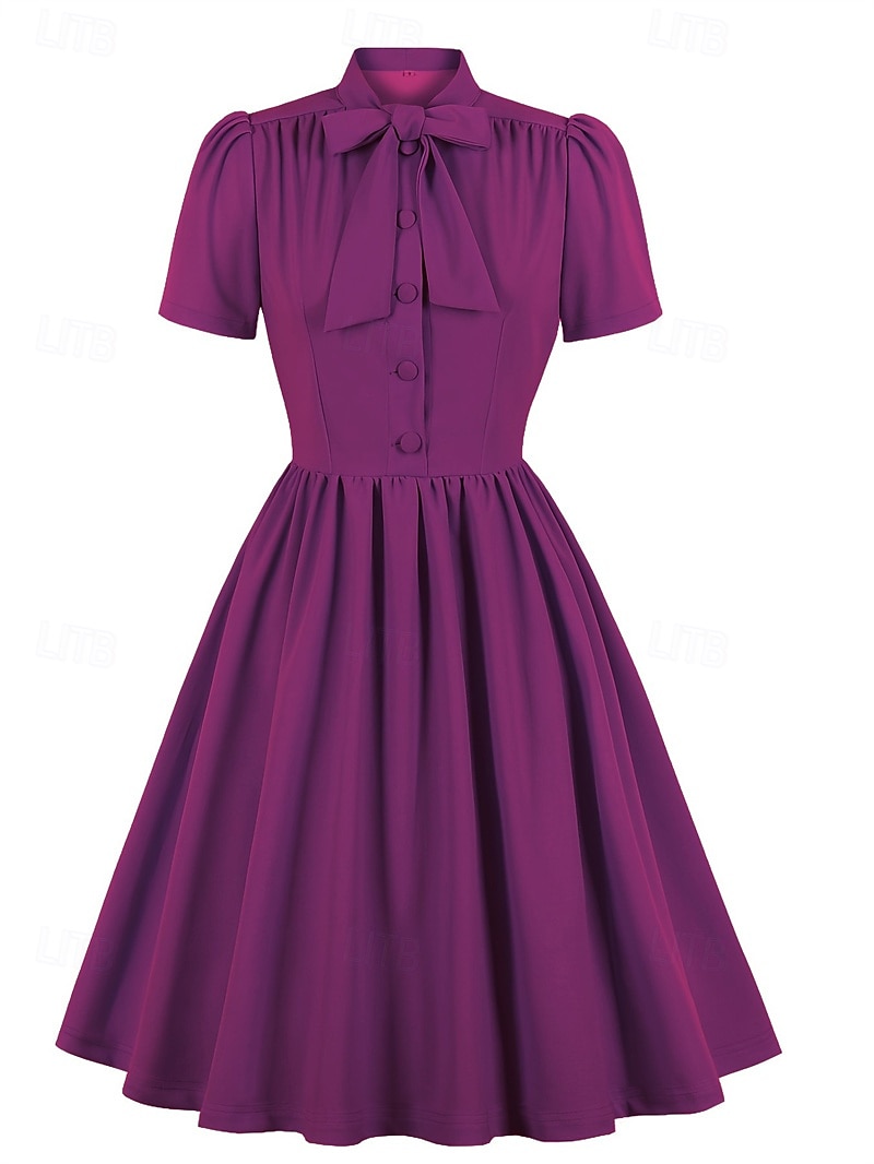 Elegantní 50. léta Retro Ke kolenům Šaty A-Line šaty Čajové šaty Pevná barva A-Linie Dámské Vánoce Karneval Nový rok Maturita Denní nošení loučení se svobodou nevěsty Dospělé Šaty pro návrat domů Léto 2025 - $34.99 –P7