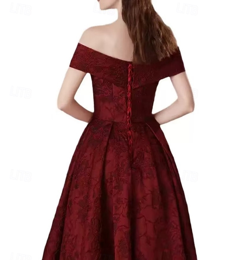 Robes de bal en A robe vintage bal gala cravate noire longueur complète manches courtes épaules dénudées poches polyester sans dos avec imprimé floral robe invitée de mariage de 2025 ? $191.99 –P5