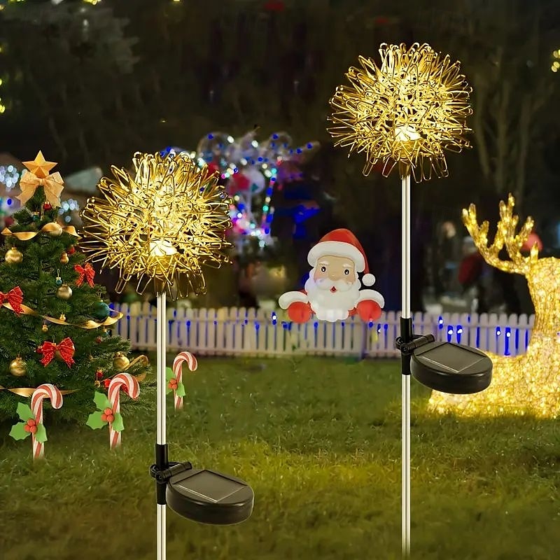 2pcs Outdoor Solar Dandelion Aluminum Ball Garden Light LED Landscape Light No Wiring Required for Courtyard Pathway Terrace Flower Bed Camping Holiday Party Decoration 2025 - $32.99 –P5