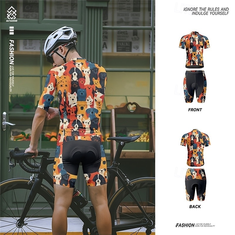 Herren Radtrikot mit Radhose fahrradbekleidung Kurzarm MTB Mountain Rennrad Schwarz Gelb Rote Hund Fahhrad Spandex Sport Hund Bekleidung 2025 - $47.99 –P3