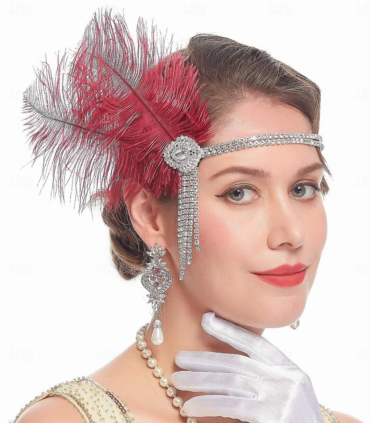 Retró 1920-as évek Sisak Álarcosbál Flapper fejpánt Fejfedők A nagy Gatsby Charleston Toll Női Mindszentek napja Farsang Álarcos mulatság Koktélparty Diákbál Menyegző Tini Felnőttek Fejfedők 2025 - $15.99 –P7