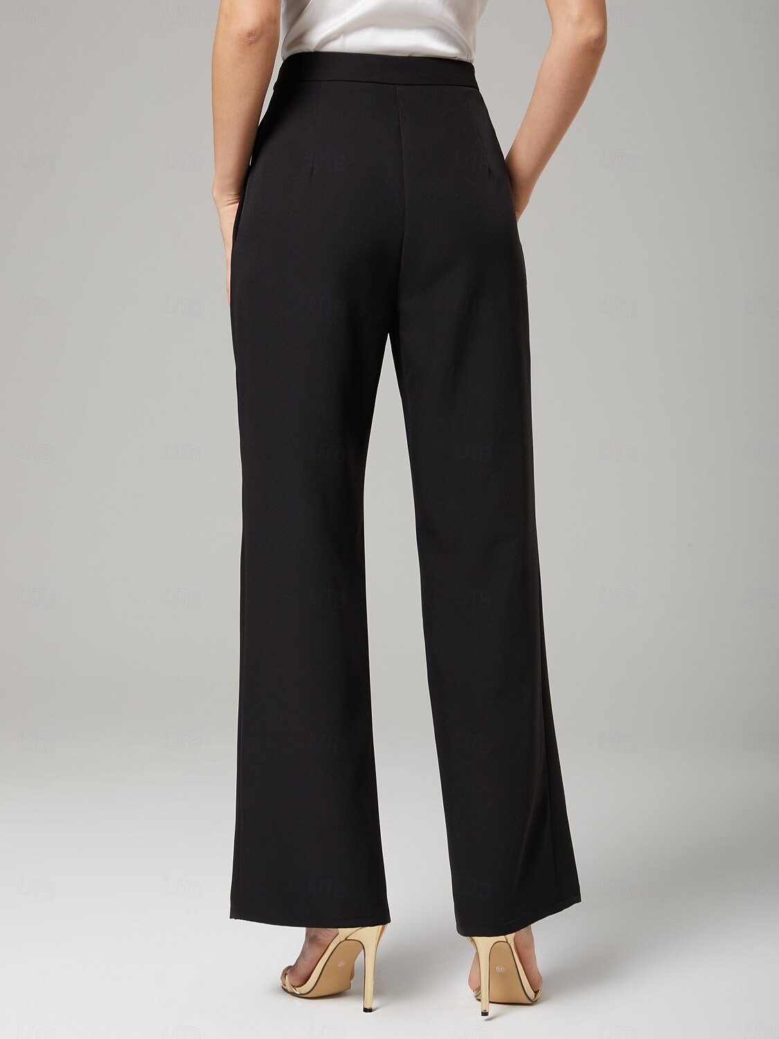 Hosenanzug der Brautmutter Eleganter Hemdkragen knöchellang dehnbare Chiffon lange Ärmel mit Knöpfen einfarbig 2025 2025 - $179.99 –P8