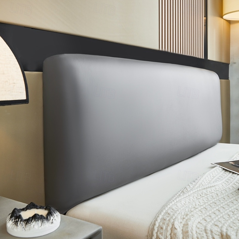 Capa de cabeceira de couro artificial pu à prova d'água, capa elástica para hotel, casa, cama com tudo incluso, proteção contra poeira, cabeceira de 2025 por $30.99 –P4
