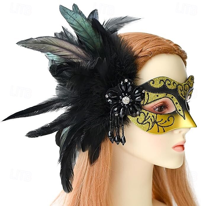 Karnevalsmaske Venezianische Maske Columbina Erwachsene Herren Damen Halbes Gesicht Party Maskerade Karneval von Venedig Karneval Einfaches Karnevalskostüm 2025 - $32.99 –P14
