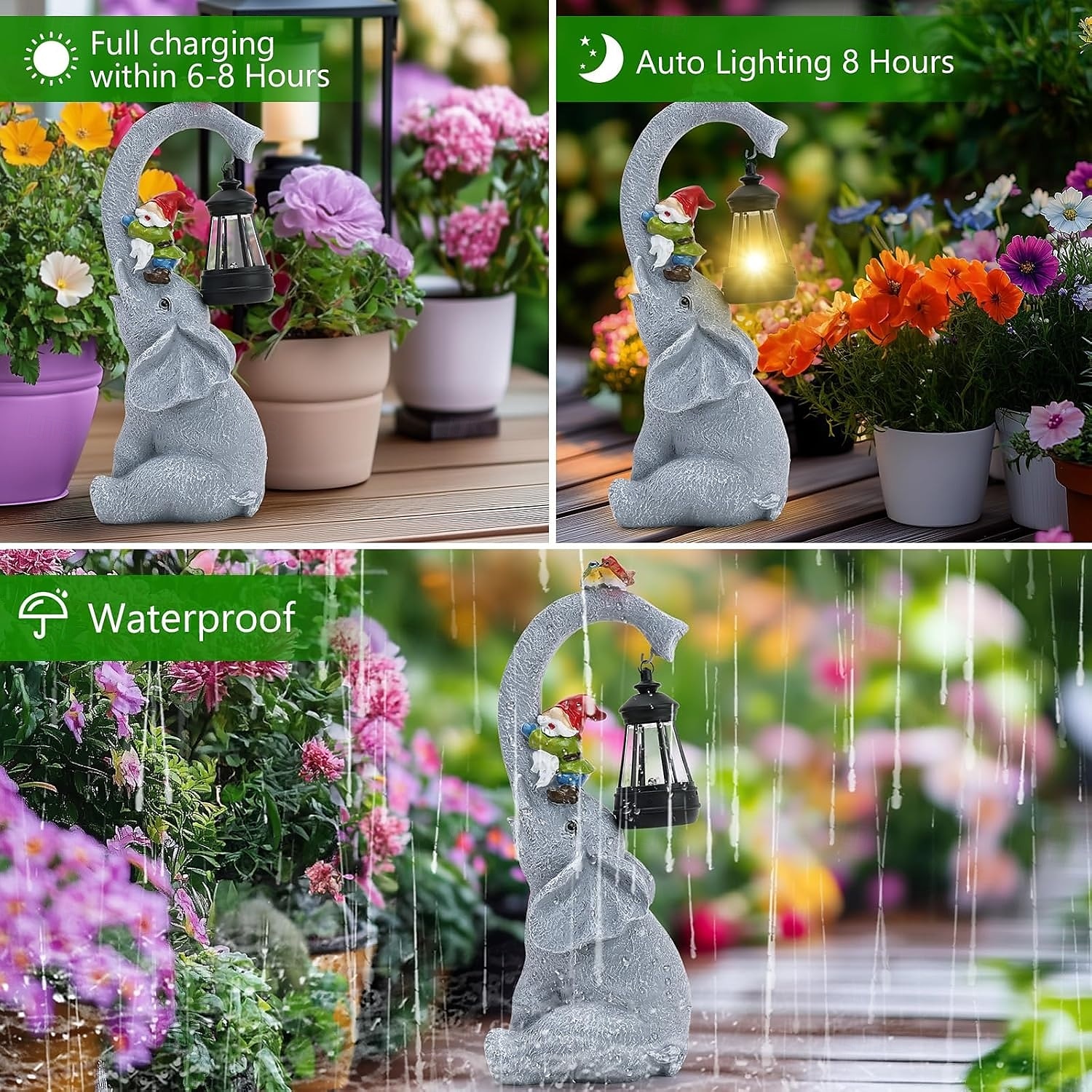 солнечный милый слон садовый декоративный светильник уличная статуя животного водонепроницаемый садовый светильник вилла газон дорожка новоселье женщины подарок маме на день рождения 2026 - $55.99 –P9