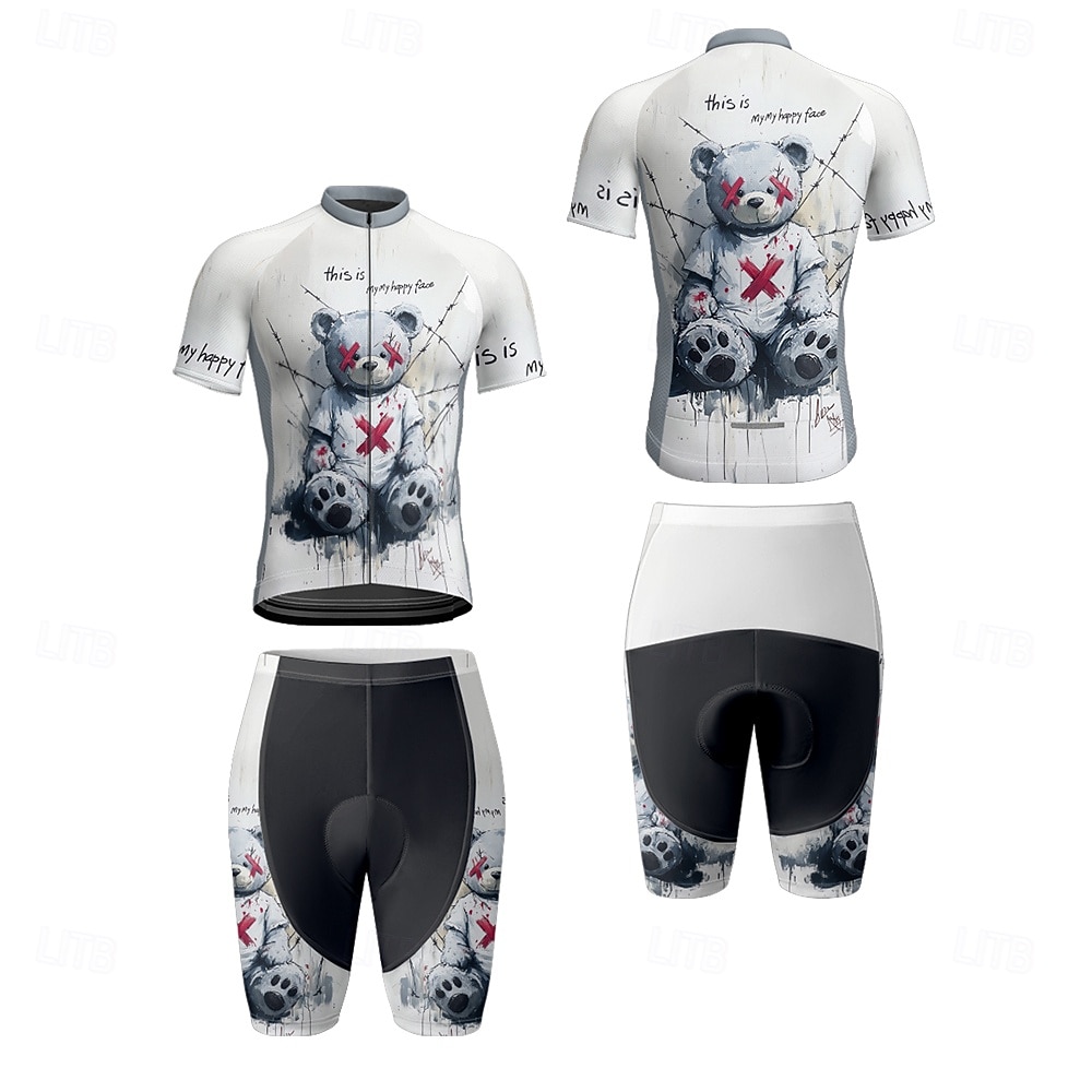 Herr Cykeltröja med shorts Kortärmad Bergscykling Vägcykling Sommar Vår Höst Vit Tecknat Cykel Dragkedja fram Svettavvisande Bekväm Andningsfunktion Elastan sporter Kläder 2026 - $47.99 –P7