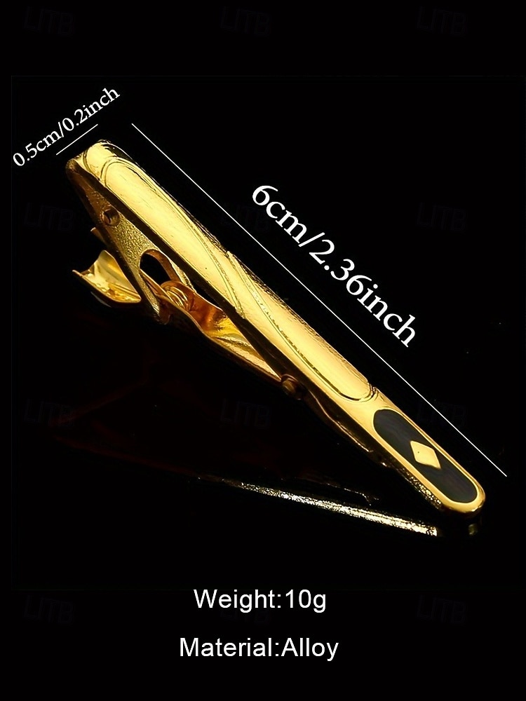 elegante gouden stropdasclip voor heren – strak design met zwarte inleg, perfect voor zakelijke, formele evenementen en bruiloften 2025 - $9.99 –P5