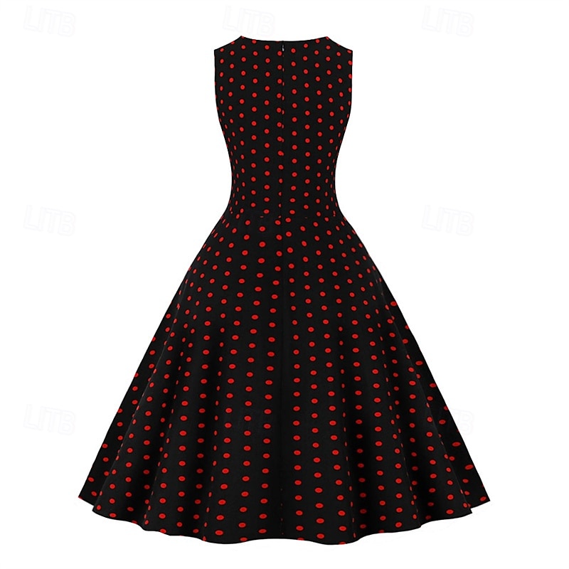 Retro 50. léta Rockabilly Šaty Houpací šaty Puntíky Dámské Karneval Plesová maškaráda Denní nošení loučení se svobodou nevěsty Dospělé Šaty Šaty pro návrat domů 2025 - $23.99 –P19