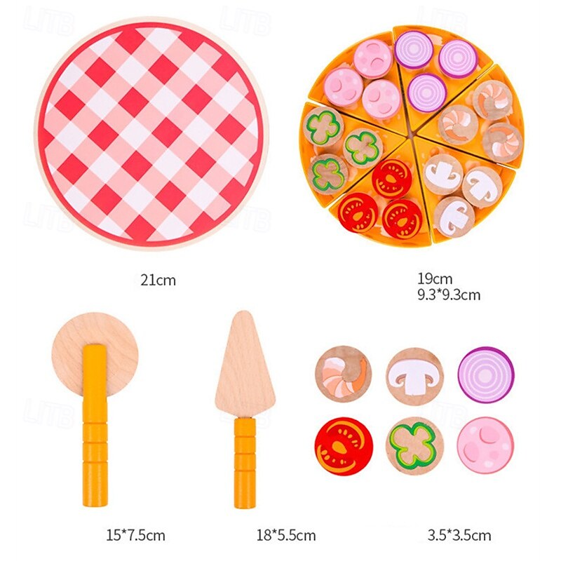 lasten koulutus käytännön pizzasimulaatiolelut puinen simulaatio leikkitalo sienipizza leikattu ja leikkilelut 2025 - $31.99 –P7