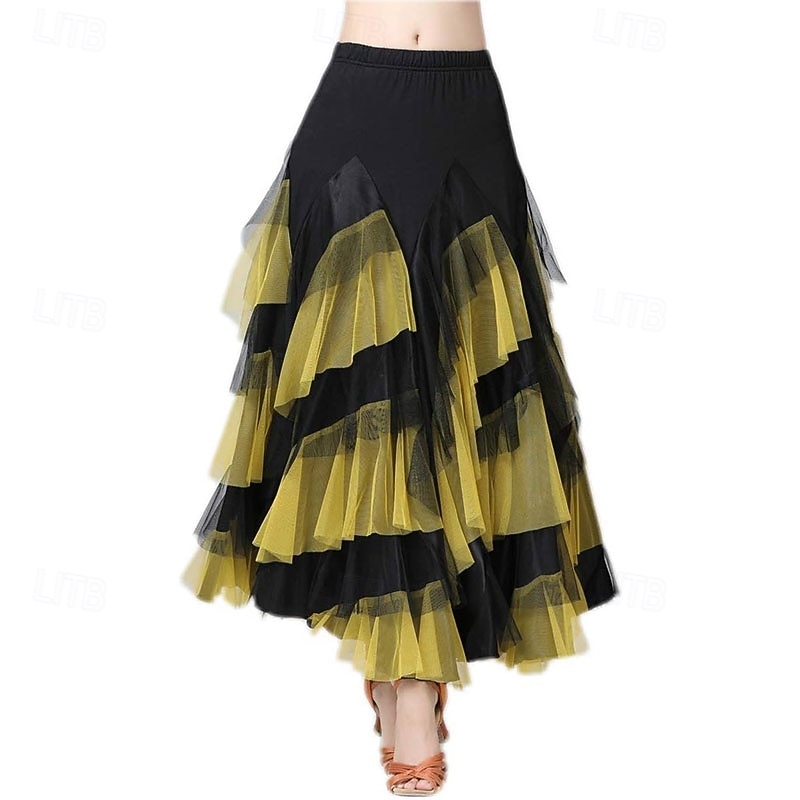 gonna lunga elegante da ballo latino da donna con orlo a strati del 2026 a $58.99 –P3