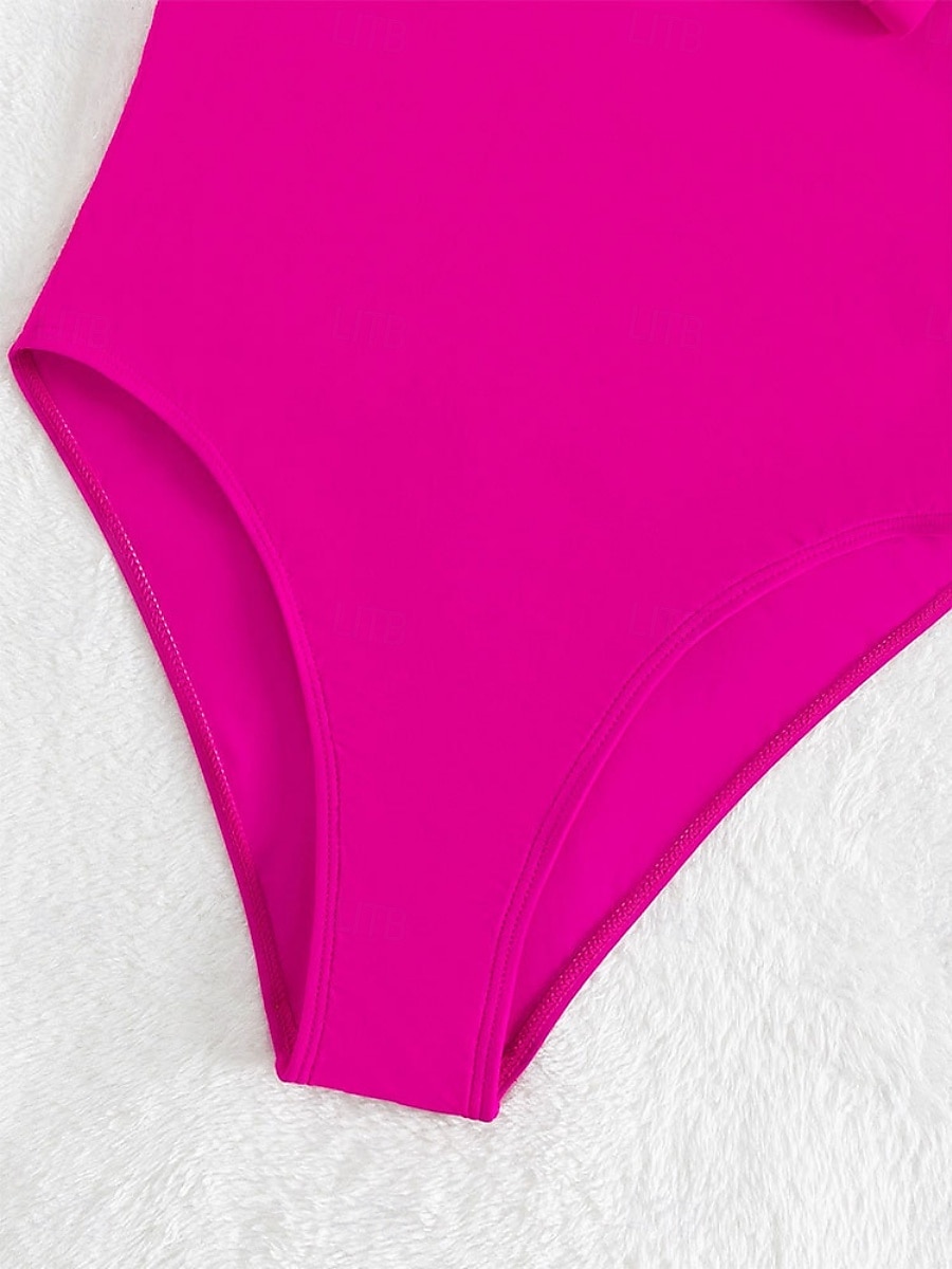 Dames Zwemkleding Een stukje Monokini Zwempak Ruche Blote rug Buikcontrole Hoge taille Slank Vakantie Strand Kleding Effen Kleur V-hals Mouwloos Badpakken 2025 - $26.99 –P7