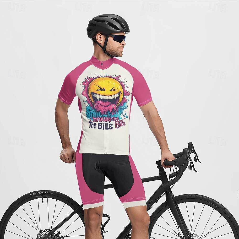 Voor heren Wielrenshirt met shorts Korte mouw Bergracen Wegwielrennen Fuchsia Rode roos Grafisch Fietsen Spandex Sport Grafisch Letter en nummer Kleding 2025 - $47.99 –P10