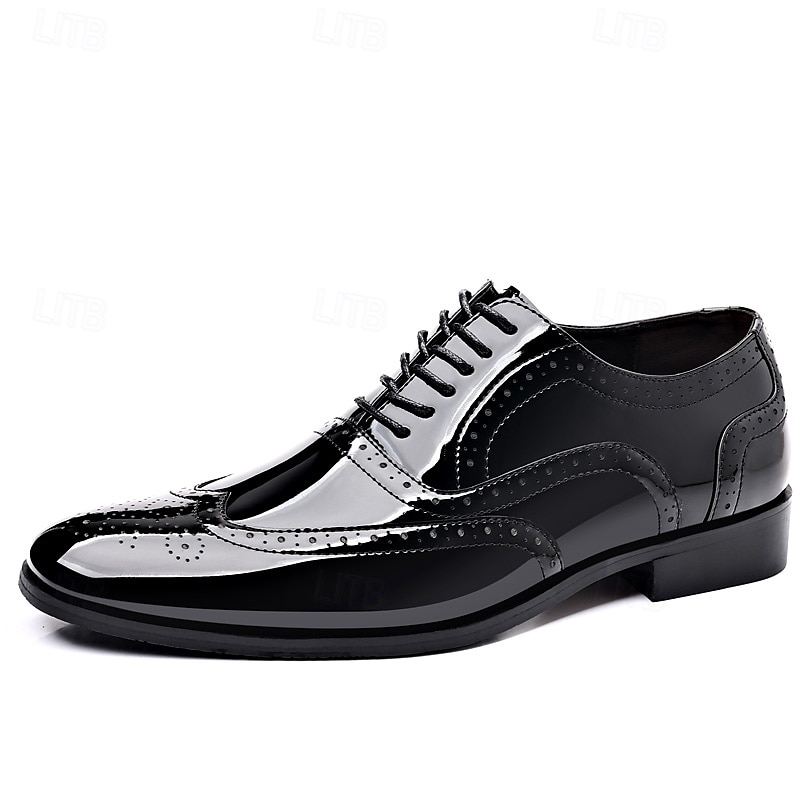 pánské černé lakované boty brogue - klasický formální styl pro podnikání, kancelář a zvláštní příležitosti 2025 - $42.99 –P1