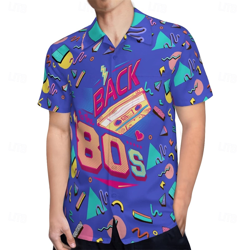 Retró 1980-as évek Ing Aloha ing Diszkó Mértani Férfi Vakáció Parti Pride Parade Felnőttek Ing 2025 - $20.99 –P3