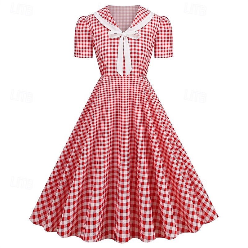 Retro 50. léta Rockabilly Šaty Houpací šaty Maškarní kostým Dámské Karneval Plesová maškaráda Denní nošení loučení se svobodou nevěsty Dospělé Šaty Šaty pro návrat domů 2025 - $23.99 –P16
