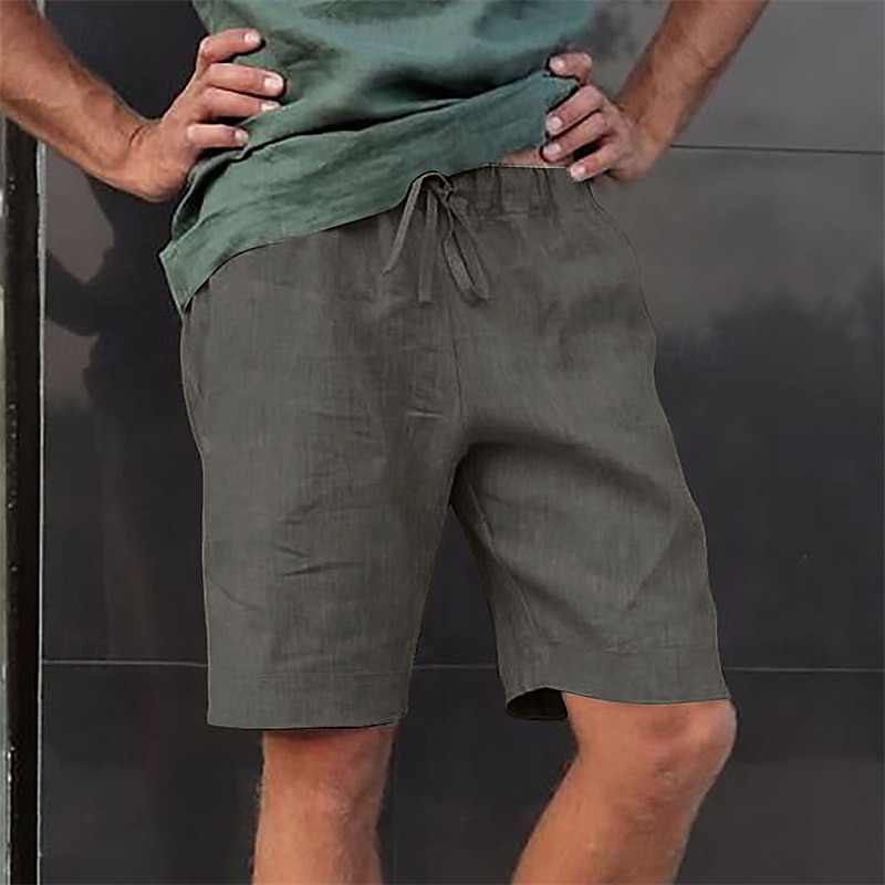 Herren Shorts Kurze Hosen Shorts aus Baumwollleinen Sommer-Shorts Strandshorts Kurze Hosen Tasche Kordelzug Elastische Taille Glatt Komfort Atmungsaktiv Kurz Urlaub Festtage Strand Hawaiianisch Boho 2025 - $16.49 –P8