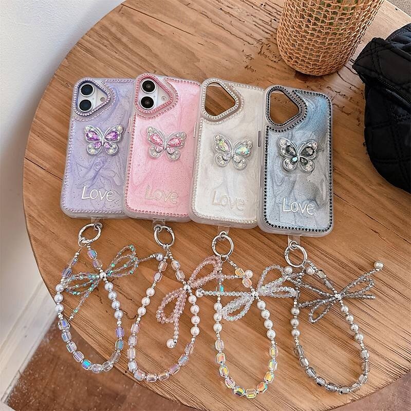 Phone Case For iPhone 16 iPhone 16 Pro iPhone 16 Pro Max iPhone 15 iPhone 15 Pro Max iPhone 14 Pro Max iPhone 13 12 Pro Max Back Cover with Wrist Strap Bling Glitter Shiny Shockproof Retro Silicone 2025 - $19.99 –P1