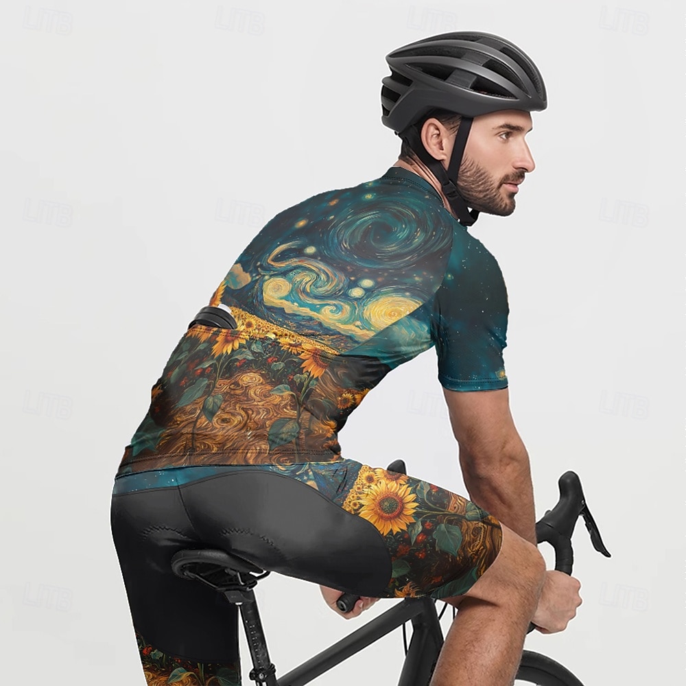Herr Cykeltröja med shorts Kortärmad Bergscykling Vägcykling Svart Vit Gul Blommig Botanisk Cykel Elastan sporter Blommig Botanisk Kläder 2025 - $38.39 –P19