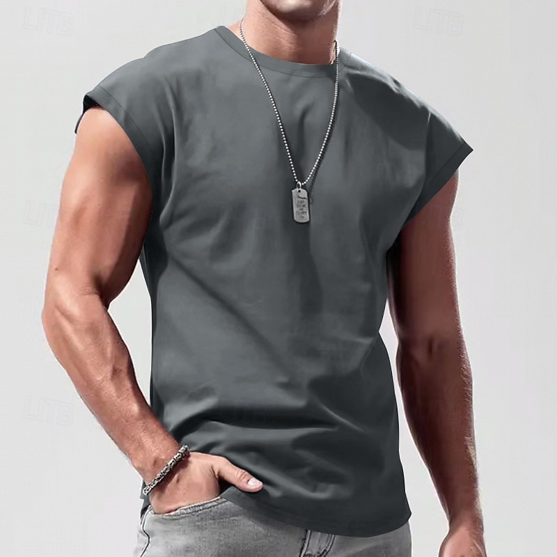 Herren Tank Top Weste Unterhemd Ärmelloses Shirt Ärmellos Rundhalsausschnitt Frühling & Sommer Einfach Mode Designer Urlaub Straße Ausgehen Schwarz Weiß Rote Top T-Shirt für Herren 2025 - $10.49 –P9