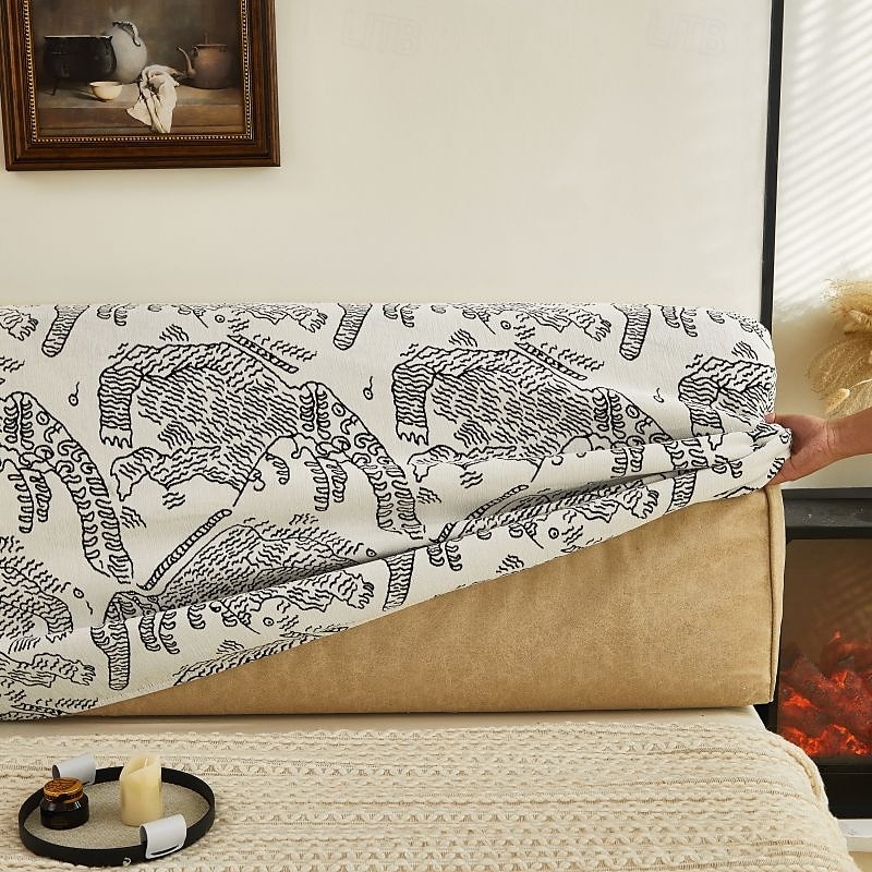 1pc Chenille Bed Headboard Cover Solid Color Elastic Bed Head Slipcover Leaves Printed All-inclusive Bed Backrest Cover Bedroom Available on Both Sides Headboard Cover 2025 - $25.99 –P12