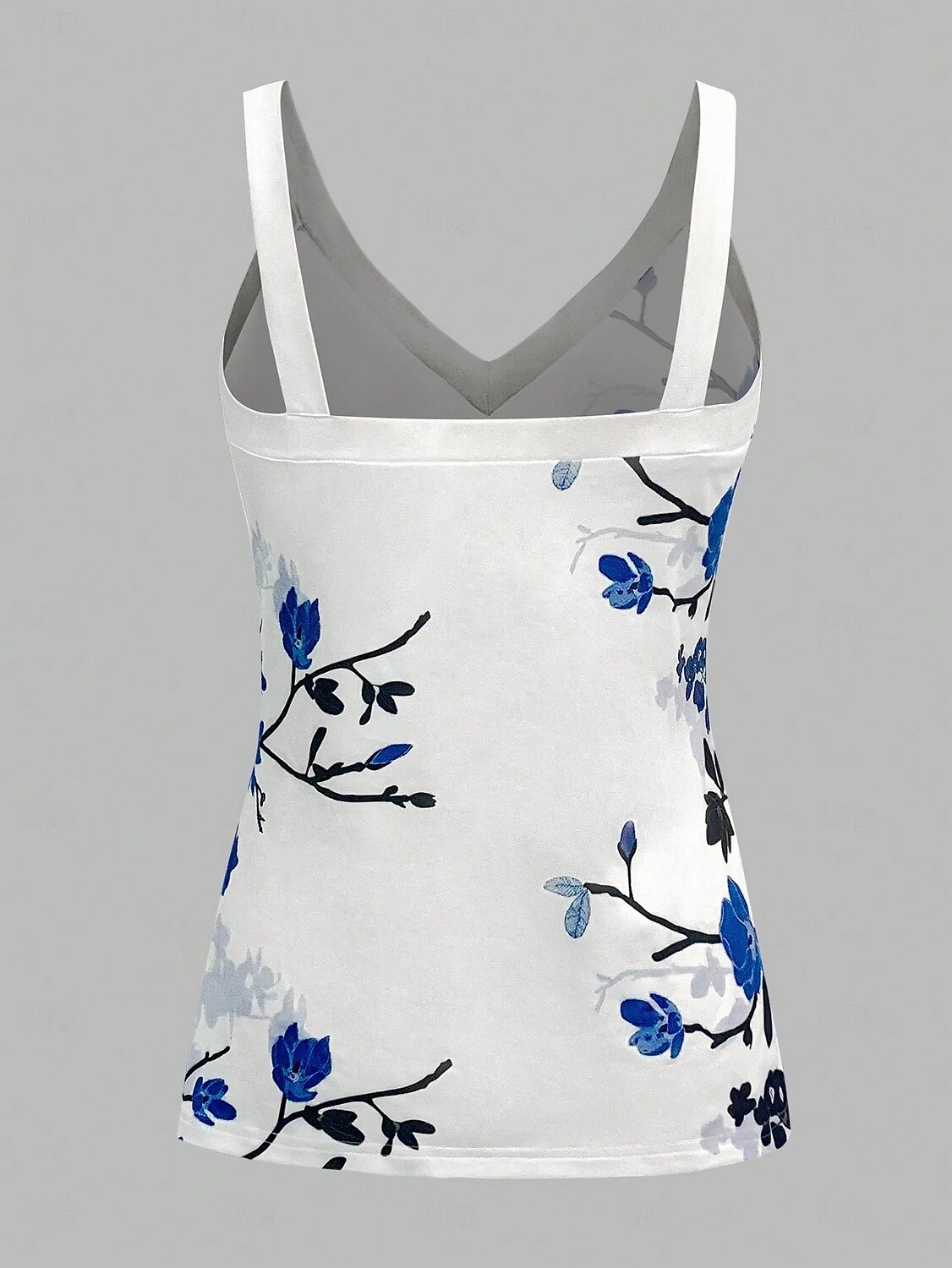 Női top camisole virágos stílusos hétköznapi ujjatlan V nyakú normál fazonú napi nyomott fehér nyár 2025 - $19.99 –P2