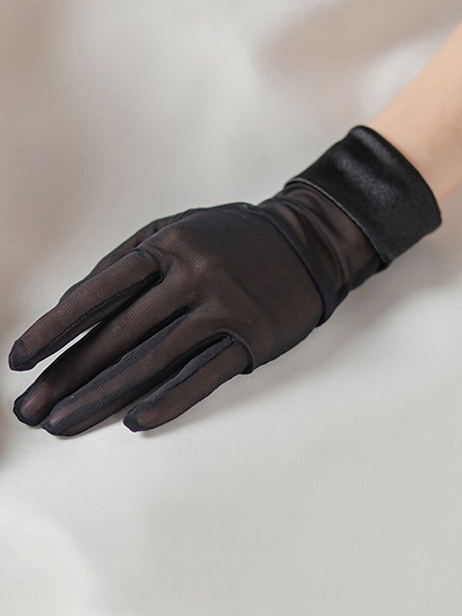 Gant en dentelle longueur poignet élégant  style classique avec couleur pure gant de mariage  fête de 2025 ? $17.99 –P2