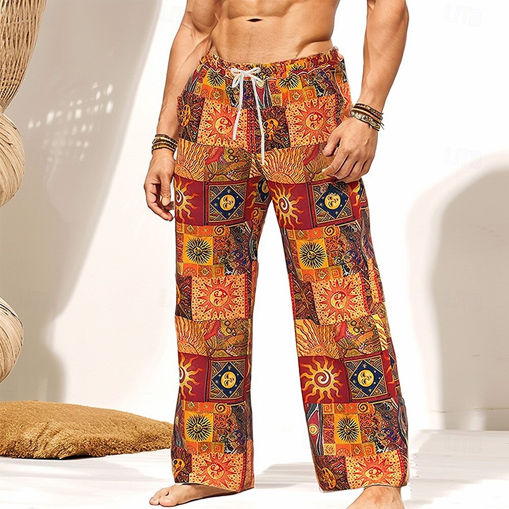 Per uomo Color Block Collage Etnico Pantaloni Pantaloni larghi Pantaloni casual Vita normale Vintage retrò Esterno Per eventi A cordoncino Vita elastica A zampa Estate Primavera Stampa 3D Rosso del 2025 a $25.99 –P1