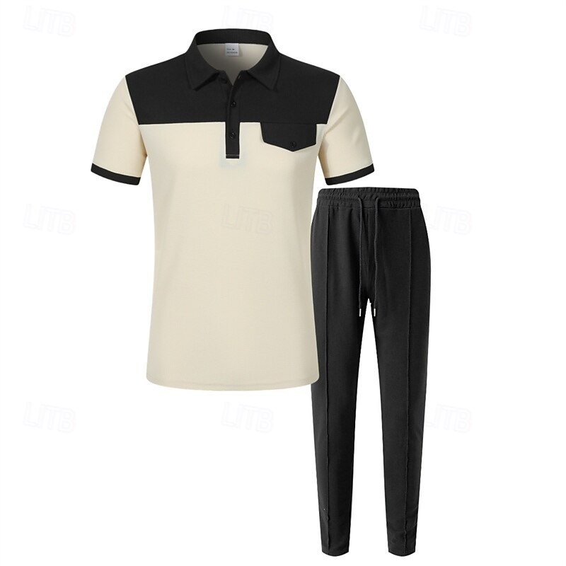 Men's Golf Shirt Golf Polos Shirts Work Casual Lapel Short Sleeve Basic Modern Color Block Patchwork Buttons Summer Spring Regular Fit Wine Green Khaki Gray Golf Shirt 2025 - $31.99 –P2