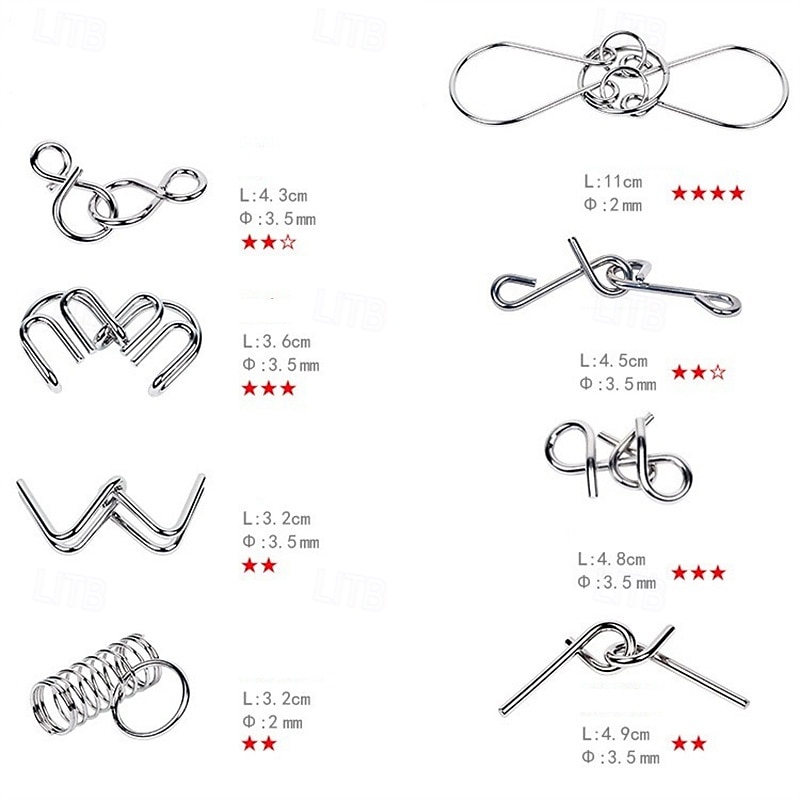 Metal Puzzle Game Set Educational Toy Game Unlock Iron Chain Toy Unlock Link Game Magic Toy Party Nine-Ring Puzzle Intelligence Buckle Lock Kongming Lock halloween christmas gift 2025 - $14.99 –P5