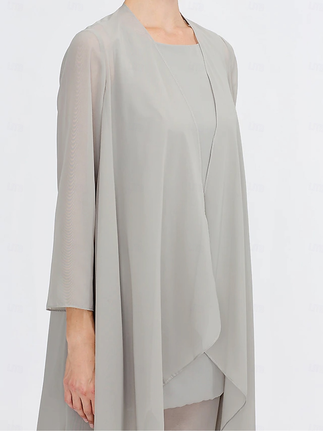 Kombinezon  Spodnium 3 Częściowe Teściowej Ślubne Gościń Elegancka Plus Size Zawiera Bateau Długość do Podłogi Chiffon Bez Rękawów Kurtka z Jednolitym Kolorem 2025 - $125.99 –P14
