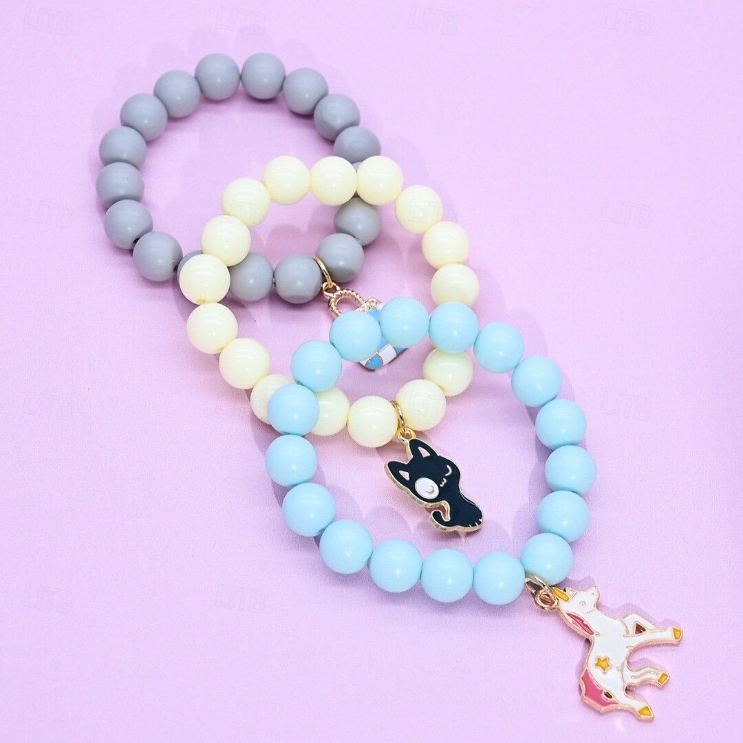 3-teiliges Set mit süßen Sonnenblumen- und Regenbogen-Charm-Perlen mit Einhorn- und Sonnenblumen-Regenbogen-Armbändern 2025 - $11.49 –P5