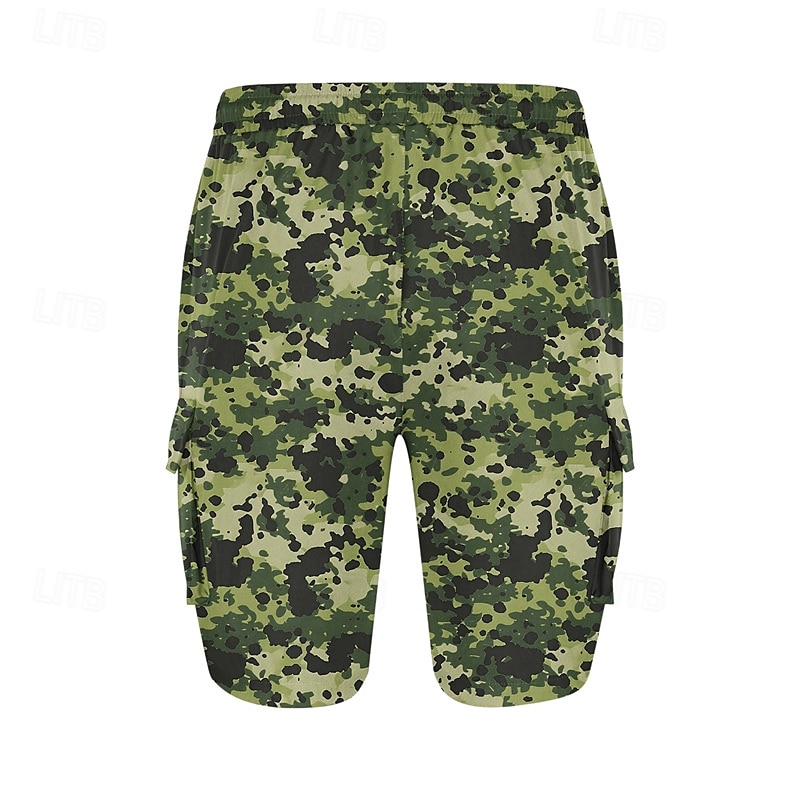 Homens Bermuda Cargo Shorts camuflados Calção Shorts de verão Com Cordão Cintura elástica Bolso multi Côr Camuflagem Conforto Vestível Comprimento do joelho Ao ar livre Esporte Diário Moda Casual de 2025 por $18.99 –P20